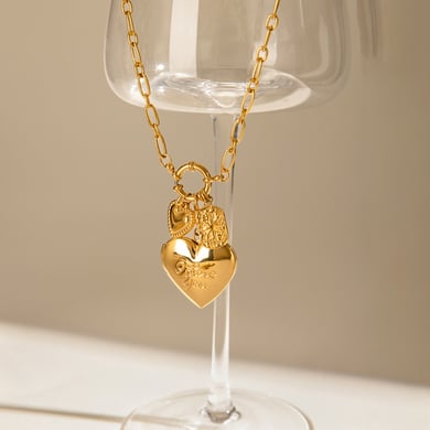 1 Piece Classic Series Fashionable Heart Shape Stainless Steel Gold Color Women's DIY Pendant Necklaces h5 Picture2