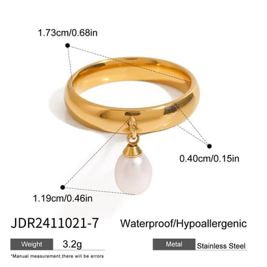 1 Piece Classic Series Retro Elegant Sphere All-match Stainless Steel 18K Gold Color Women's Single Rings h5 Picture2