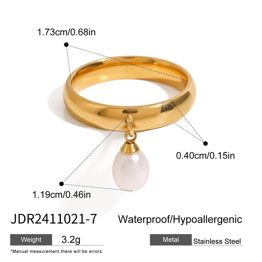 1 piece classic series retro elegant sphere all-match stainless steel gold color women's single rings h5Picture2