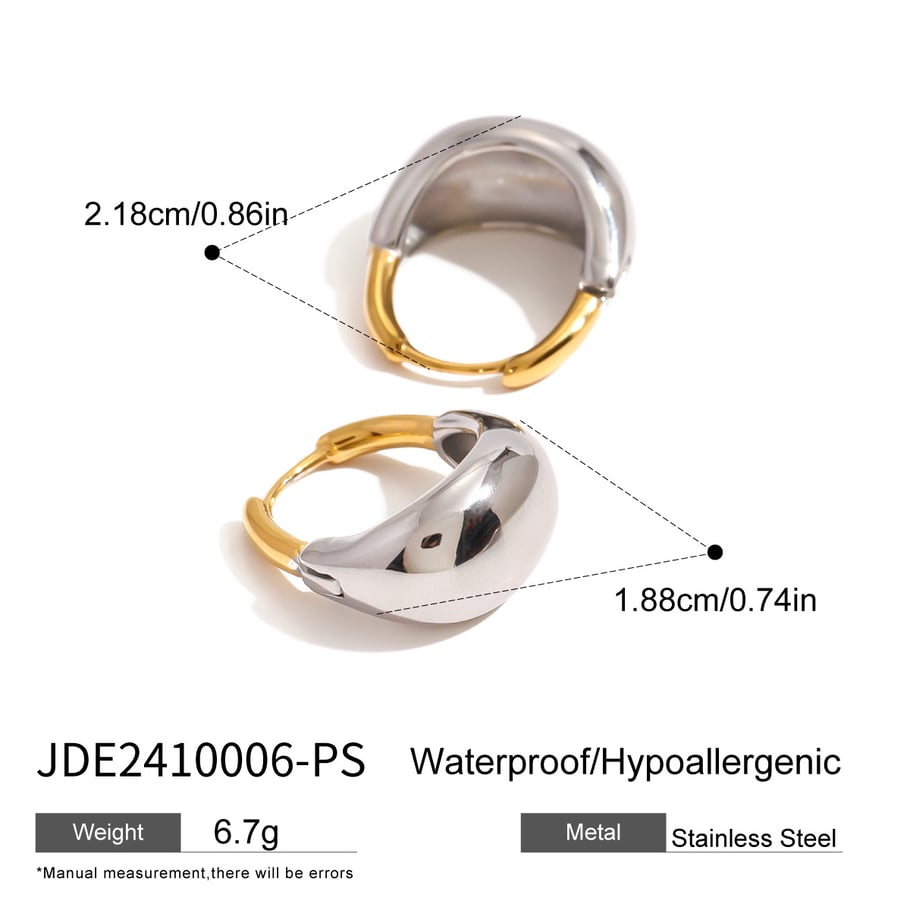 1 Paar romantische Serie lässig ringförmige Edelstahl 18 Karat vergoldet Frauen Creolen Bild2