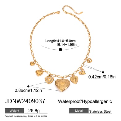 1 Piece Classic Series Fashionable Heart Shape Stainless Steel Gold Color Women's DIY Pendant Necklaces h5 Picture2
