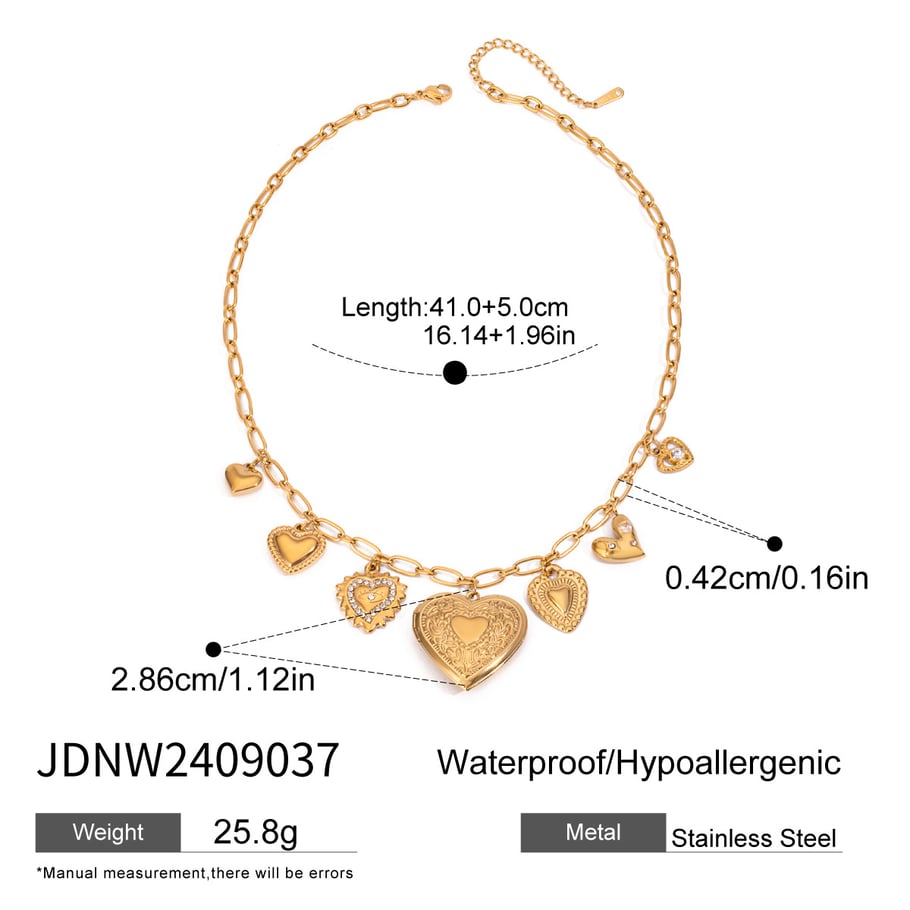 1 Piece Classic Series Fashionable Heart Shape Stainless Steel Gold Color Women's DIY Pendant Necklaces Picture2