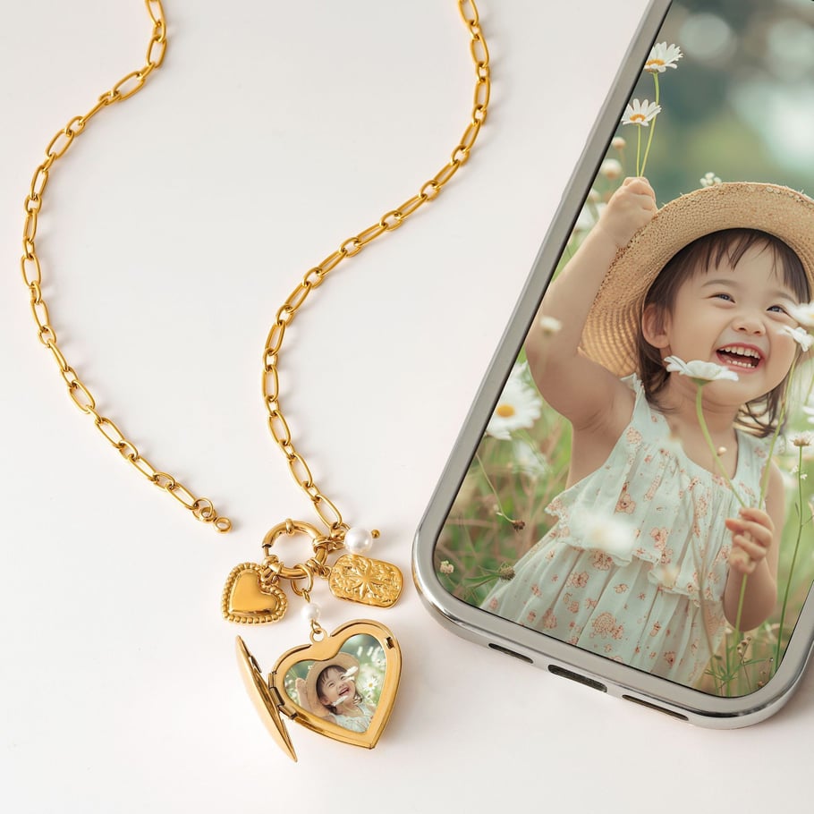 1 Piece Classic Series Fashionable Heart Shape Stainless Steel Gold Color Women's DIY Pendant Necklaces 