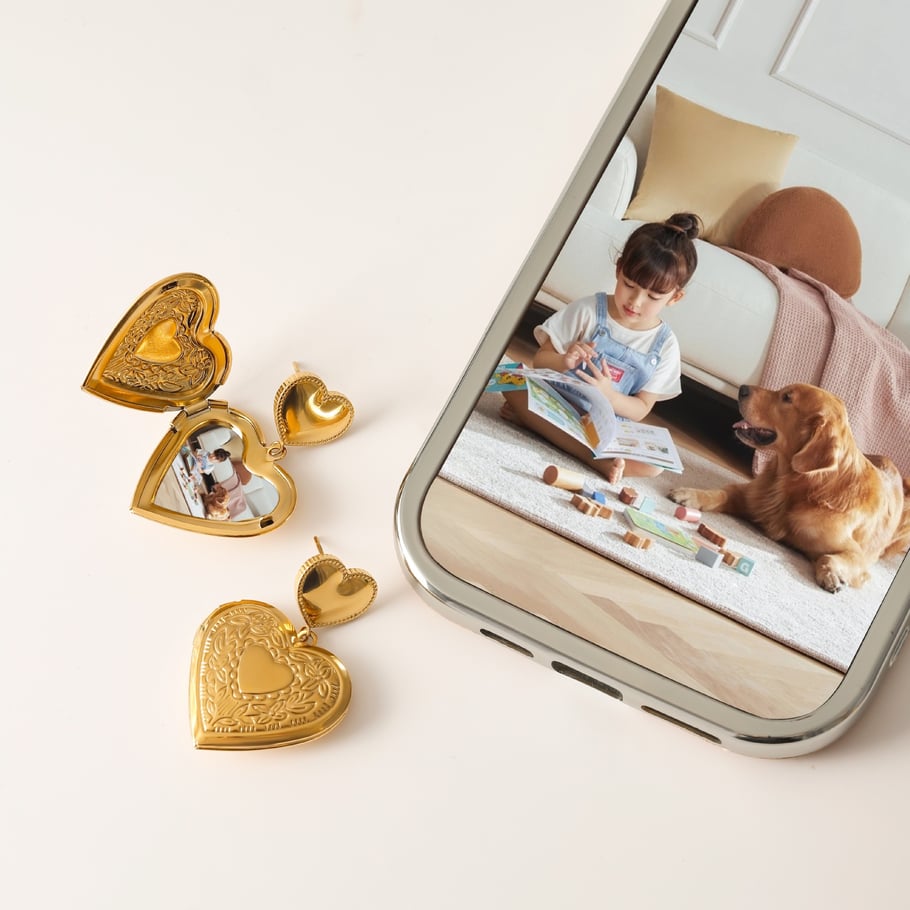 1 Pair Luxurious Series Elegant Sweet Heart Shape Stainless Steel Gold Color Women's DIY Drop Earrings 