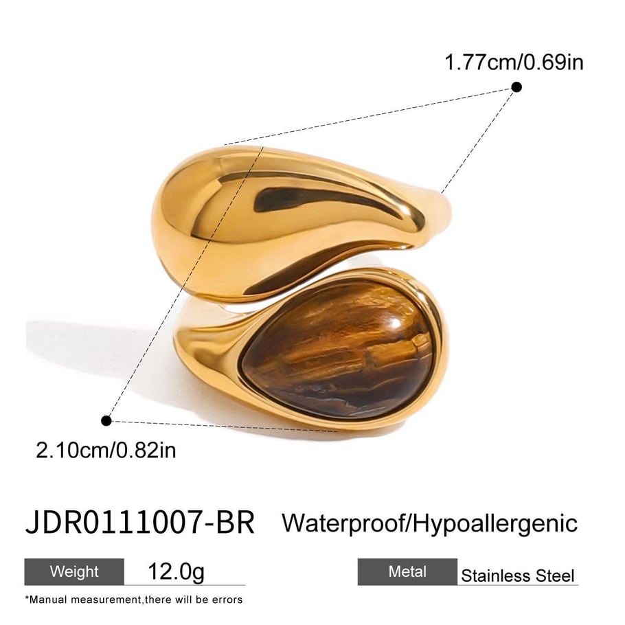 1 Paar Classic Series Simple Droplet Edelstahl 18 Karat vergoldet Damen verstellbare Ringe Bild2