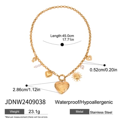 1 Piece Romantic Series Chic Heart Shape Sun Stainless Steel Gold Color Women's DIY Pendant Necklaces h5 Picture2