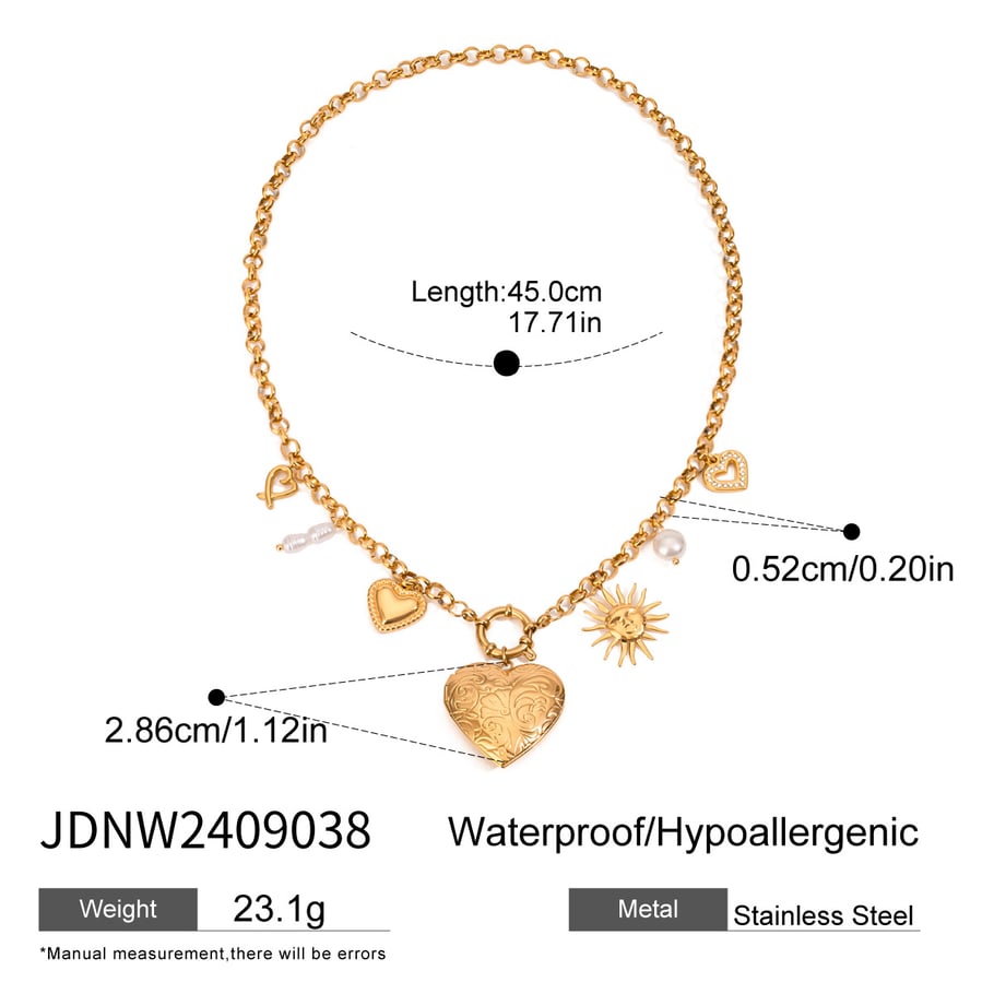 1 Piece Romantic Series Chic Heart Shape Sun Stainless Steel Gold Color Women's DIY Pendant Necklaces Picture2