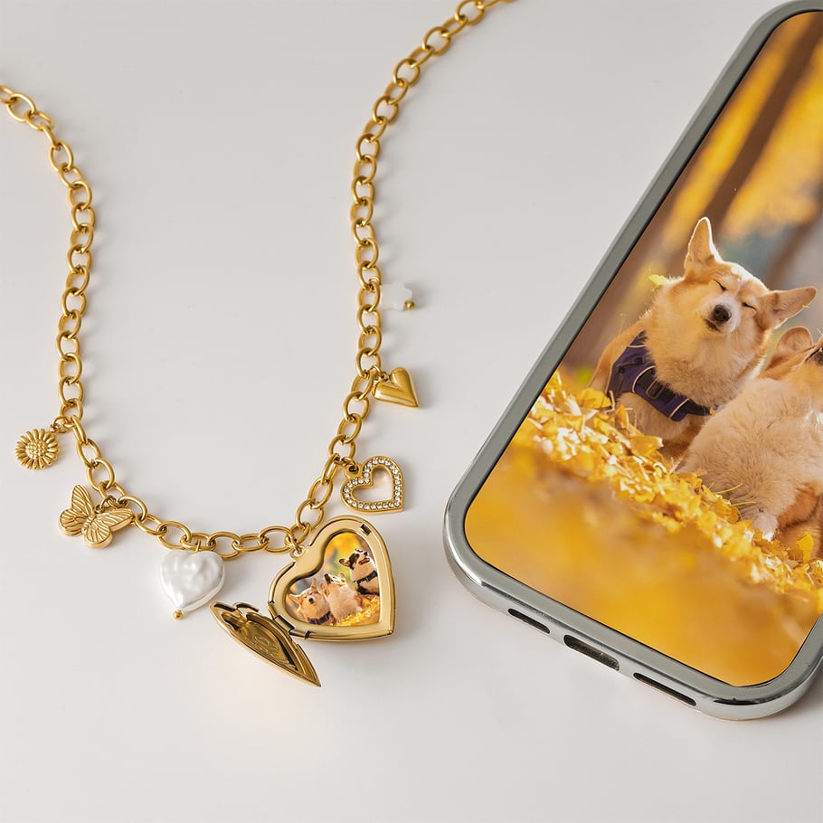 1 Piece Classic Series Exquisite Heart Shape Buttterfly Stainless Steel Gold Color Women's DIY Pendant Necklaces 