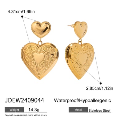 1 Pair Luxurious Series Elegant Sweet Heart Shape Stainless Steel Gold Color Women's DIY Drop Earrings h5 Picture2
