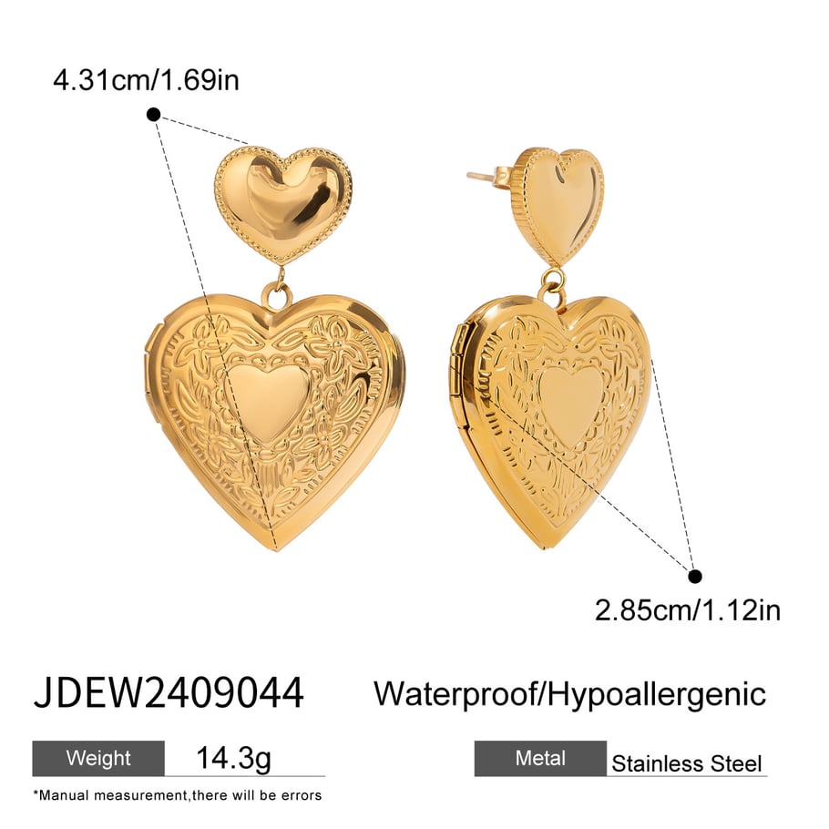1 Pair Luxurious Series Elegant Sweet Heart Shape Stainless Steel Gold Color Women's DIY Drop Earrings Picture2