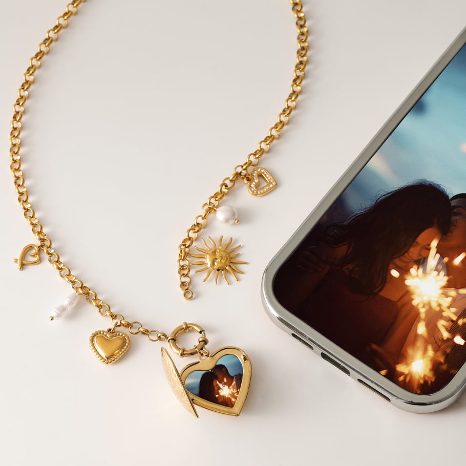 1 Piece Romantic Series Chic Heart Shape Sun Stainless Steel Gold Color Women's DIY Pendant Necklaces 