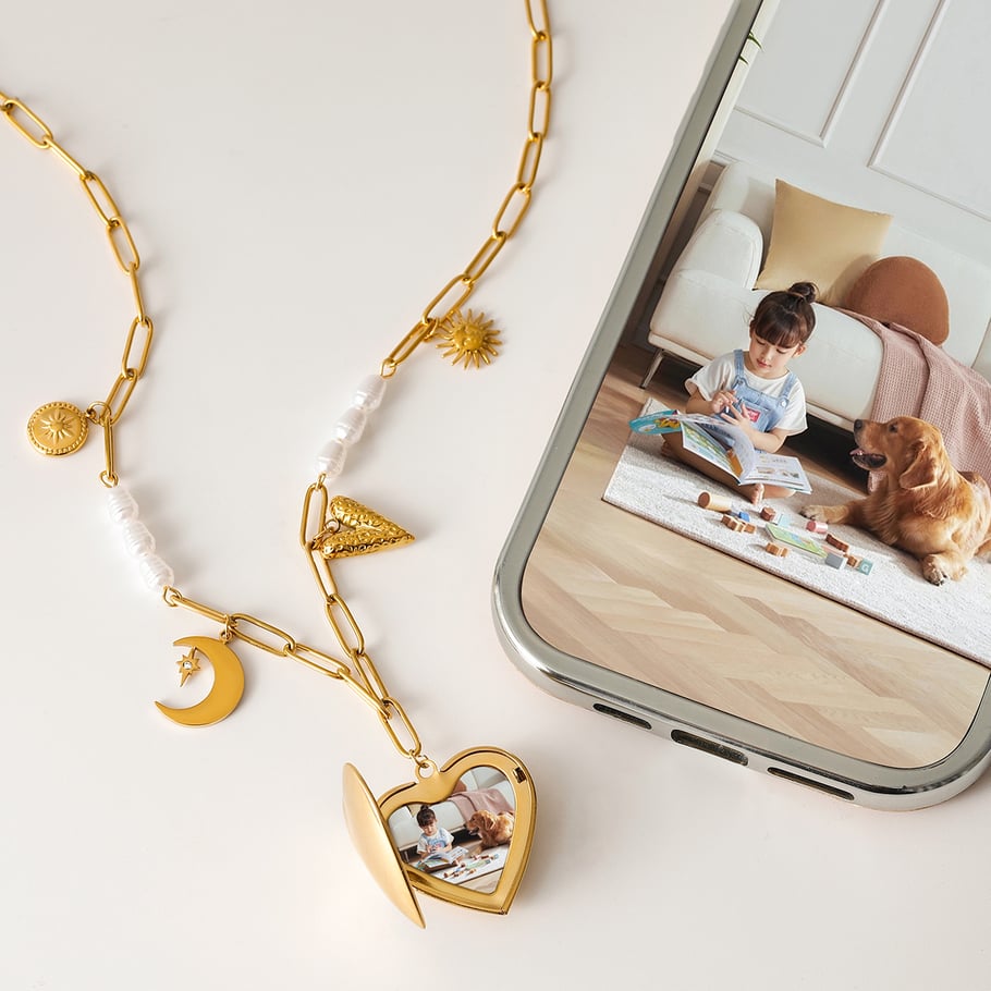 1 Piece Romantic Series Classic Heart Shape Moon Stainless Steel Gold Color Women's DIY Pendant Necklaces 