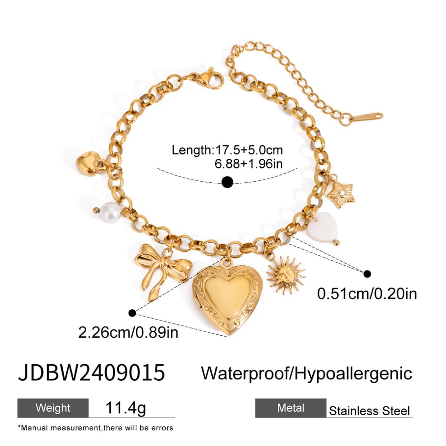 1 Piece Simple Series ins style love/heart shape Stainless Steel 18K Gold Plated Women Charm Bracelets Picture2