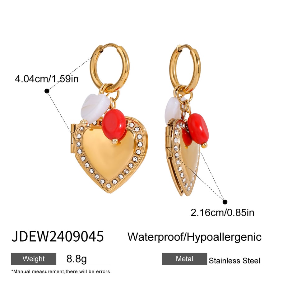 1 Pair Romantic Series Elegant Sweet Heart Stainless Steel Natural Stone Gold Color Women's DIY Drop Earrings Picture2