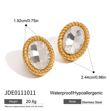 1 Pair Trendy Series Classic Oval Stainless Steel Gold Color Women's Stud Earrings h5 Picture2