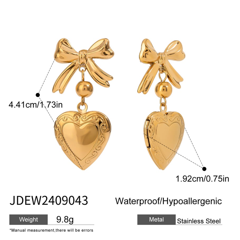 1 Pair Classic Series Elegant Sweet Bowknot Stainless Steel Gold Color Women's DIY Drop Earrings Picture2
