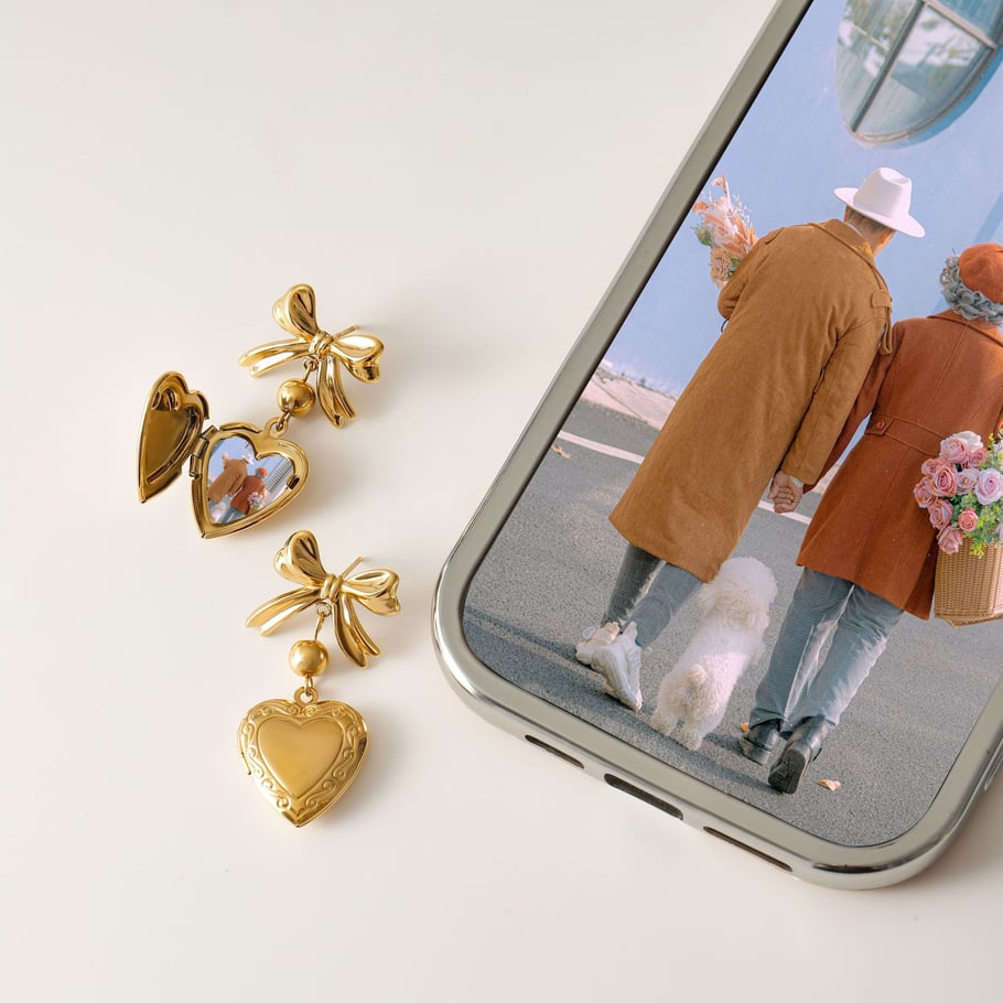 1 Pair Classic Series Elegant Sweet Bowknot Stainless Steel Gold Color Women's DIY Drop Earrings 