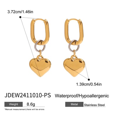 1 Pair Modern Series Classic Heart Shape Stainless Steel Gold And Silver Mixed Color Women's Drop Earrings h5 Picture2