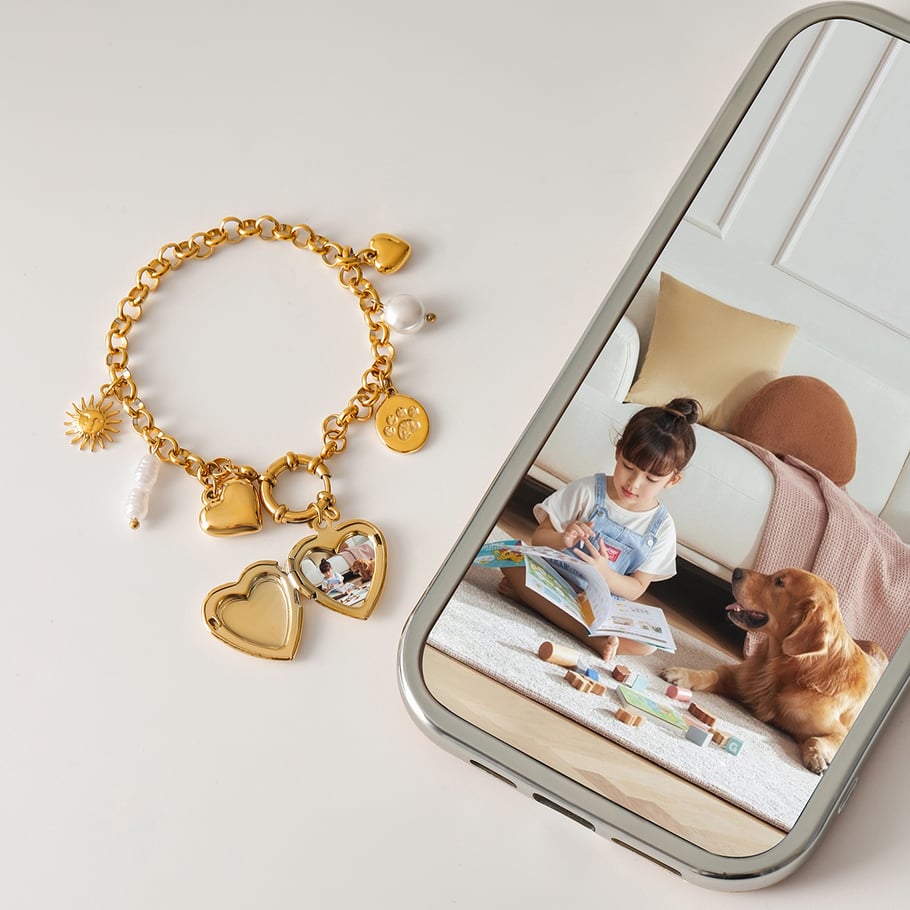 1 Piece Simple Series Classic Heart Stainless Steel 18K Gold Plated Women Charm Bracelets 