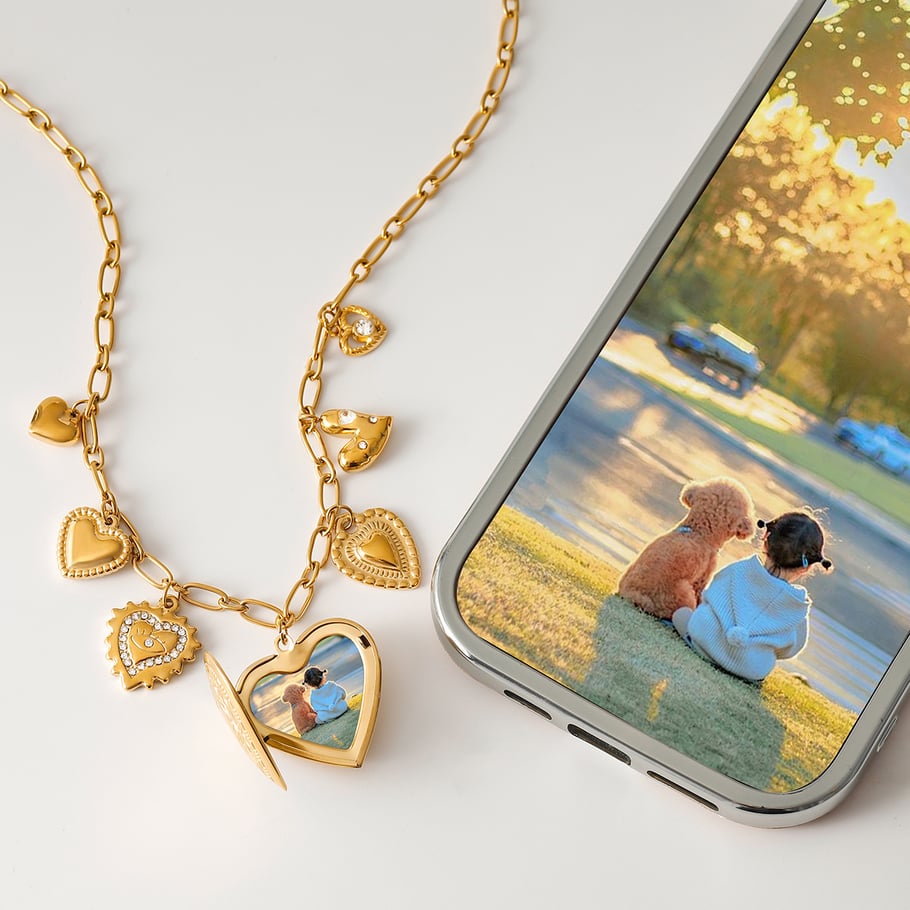 1 Piece Classic Series Fashionable Heart Shape Stainless Steel Gold Color Women's DIY Pendant Necklaces 