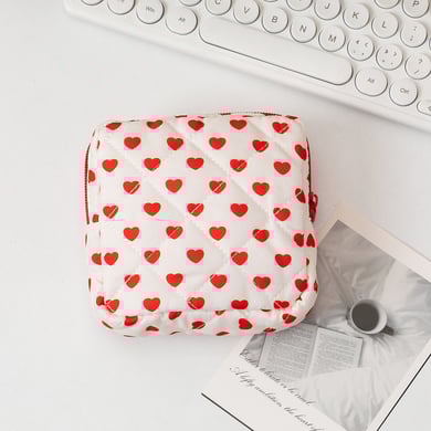 1 Piece Fashion Series Heart Portable Large Capacity Toiletry With Random Printing Design Women's Quadrate Cosmetic Bags h5 Picture2