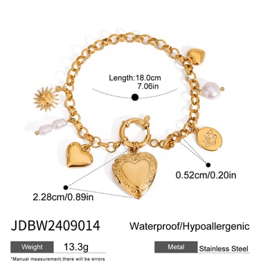 1 Piece Simple Series Classic Heart Stainless Steel 18K Gold Plated Women Charm Bracelets h5 Picture2