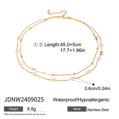 1 Piece Luxurious Series Elegant Beads Stainless Steel 18K Gold Plated Women Layered Necklaces h5 Picture2