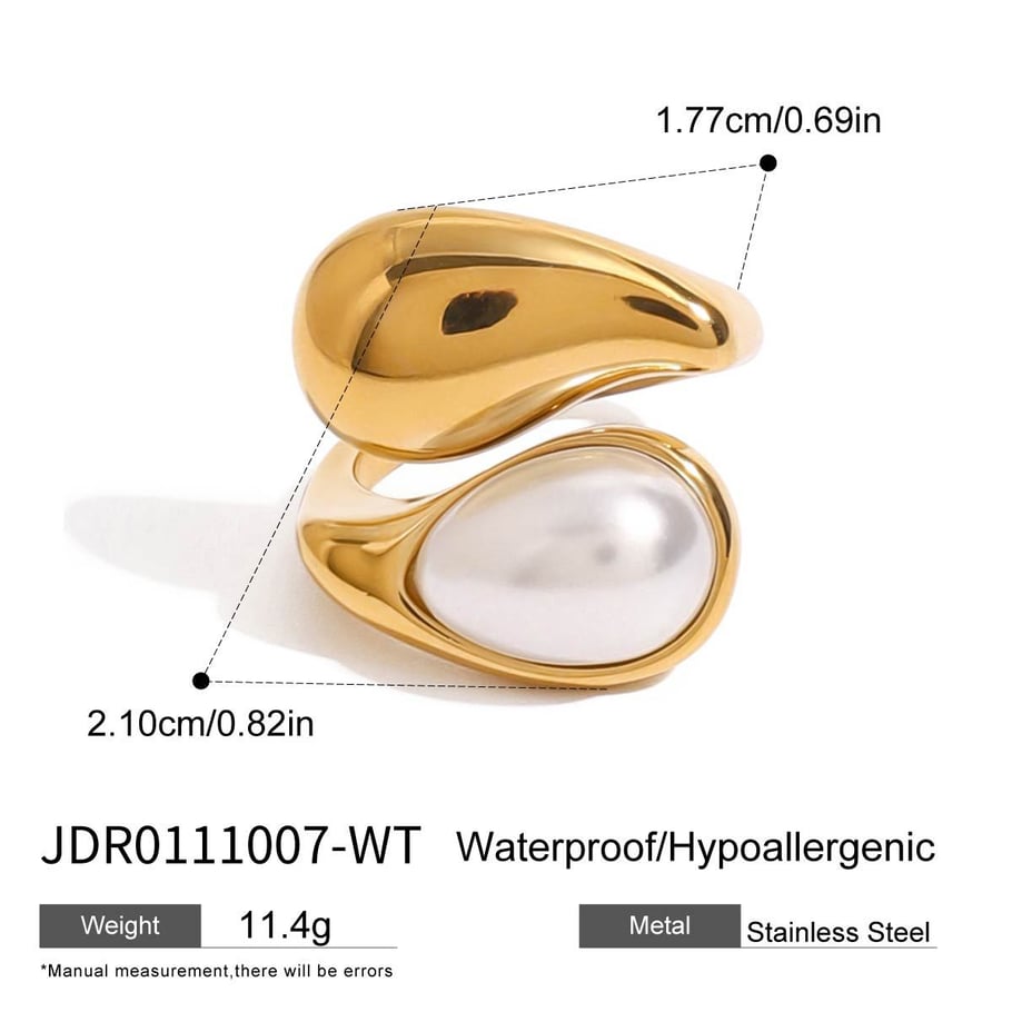 1 Paar Classic Series Simple Droplet Edelstahl 18 Karat vergoldet Damen verstellbare Ringe Bild2