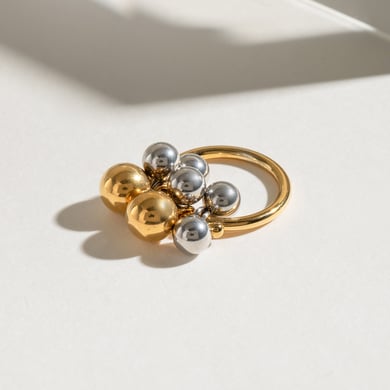 1 Piece Minimalistic Series Daily Designable Irregular Stainless Steel Gold And Silver Mixed Color Women's Single Rings h5 