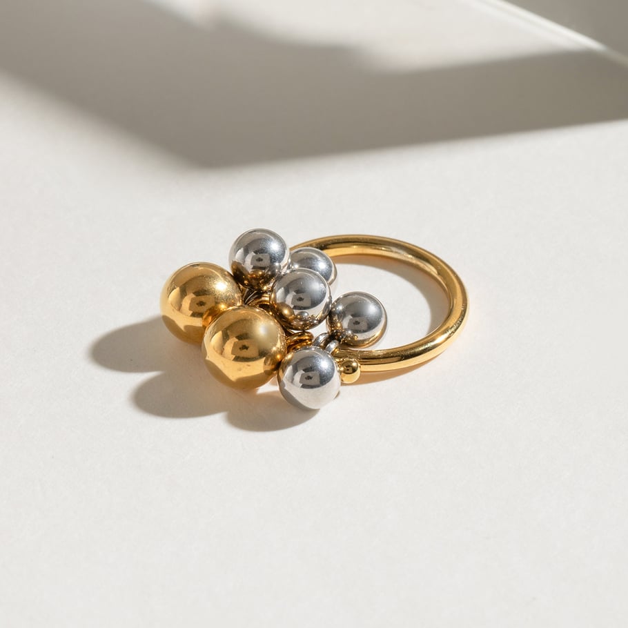 1 Piece Minimalistic Series Daily Designable Irregular Stainless Steel Gold And Silver Mixed Color Women's Single Rings 