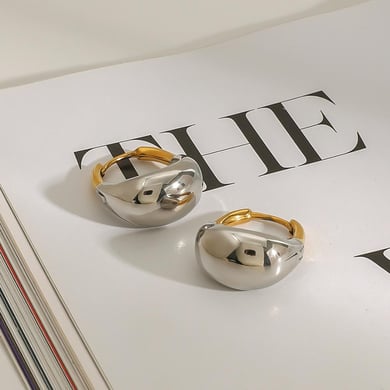 1 Paar romantische Serie lässig ringförmige Edelstahl 18 Karat vergoldet Frauen Creolen h5 
