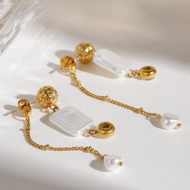 1 Pair Stylish Series Exquisite Dangled Tassels Stainless Steel Gold Color Women's Drop Earrings h5 