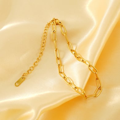 1 pieza de tobilleras de acero inoxidable versátiles y sencillas de color dorado para mujer h5 Imagen3