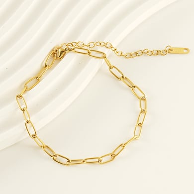 1 pieza de tobilleras de acero inoxidable versátiles y sencillas de color dorado para mujer h5 Imagen4