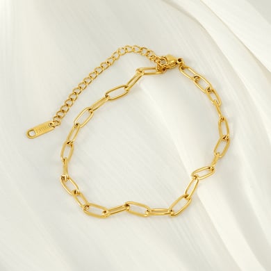 1 pieza de tobilleras de acero inoxidable versátiles y sencillas de color dorado para mujer h5 Imagen2