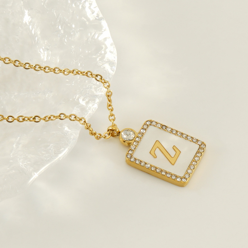1 Stück Simple Series Daily Letter Edelstahl 18 Karat vergoldet Unisex Anhänger Halsketten Bild2