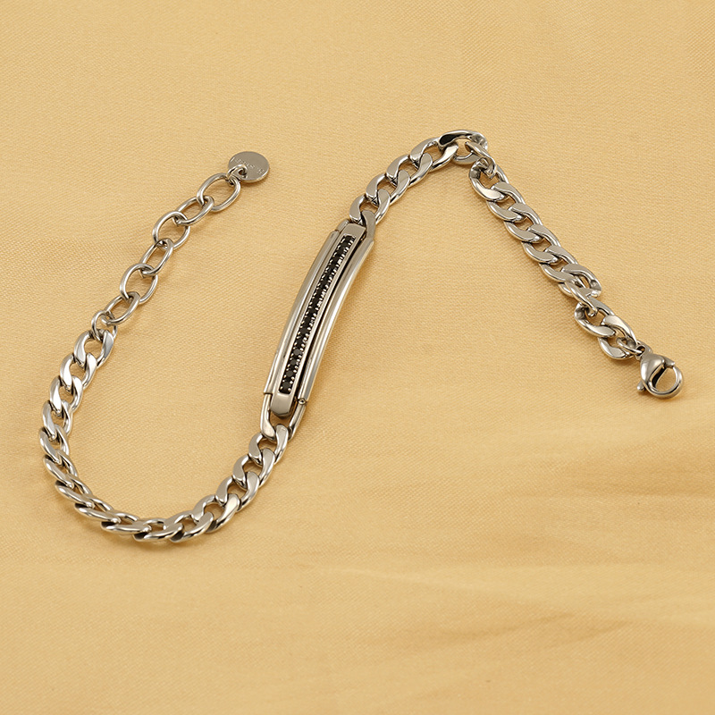 1 Paar grenzüberschreitendes Herrenarmband aus kubanischer Kette aus Titanstahl, trendiges High-End-Nischendesign, NK-Kettenschmuck, Damen-Unisex-Herrenarmband Bild2