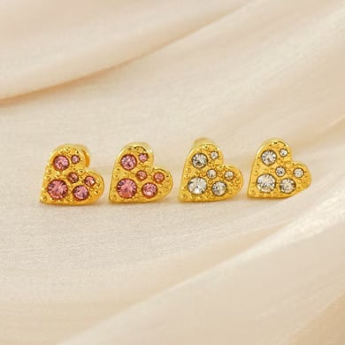 1 par de elegantes pendientes de botón de acero inoxidable de color dorado para mujer, de uso diario y para combinar con todo h5 Imagen3