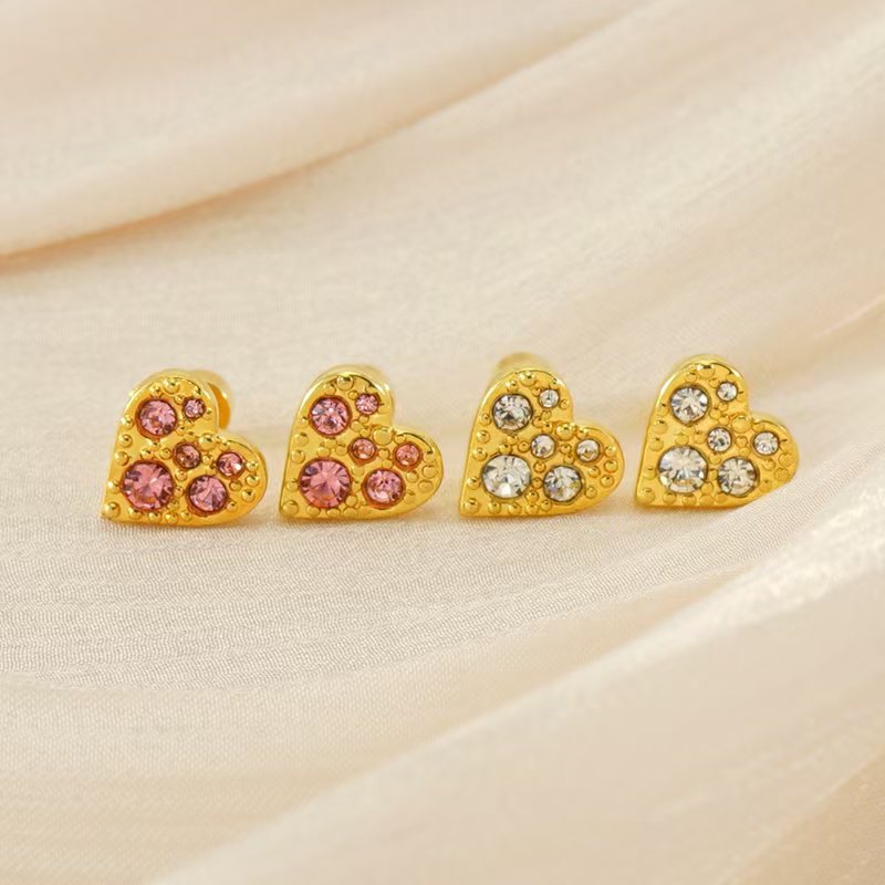 1 par de elegantes pendientes de botón de acero inoxidable de color dorado para mujer, de uso diario y para combinar con todo Imagen3