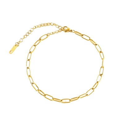 1 pieza de tobilleras de acero inoxidable versátiles y sencillas de color dorado para mujer h5 Imagen5
