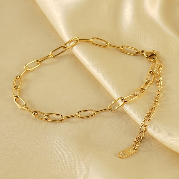 1 pieza de tobilleras de acero inoxidable versátiles y sencillas de color dorado para mujer