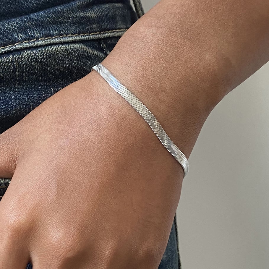 1 Stück Simple Series Tägliche geometrische Edelstahl-Kettenarmbänder für Damen Bild2