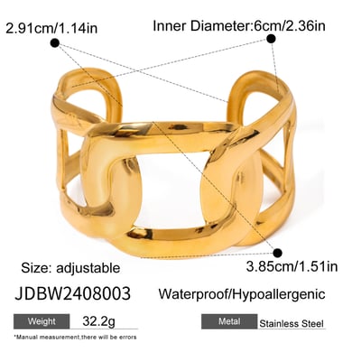 1 Stück Simple Series Casual Solid Color Edelstahl 18 Karat vergoldete Damen Armreifen h5 