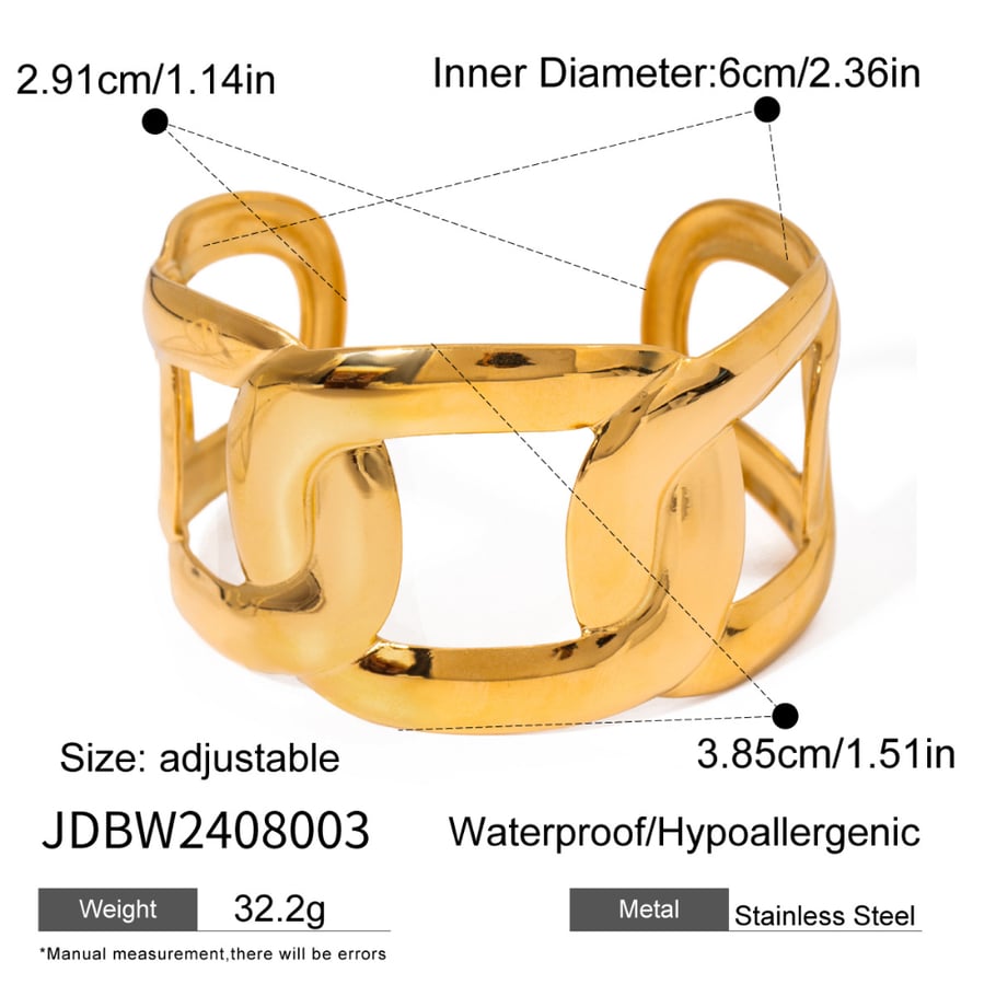1 Stück Simple Series Casual Solid Color Edelstahl 18 Karat vergoldete Damen Armreifen 