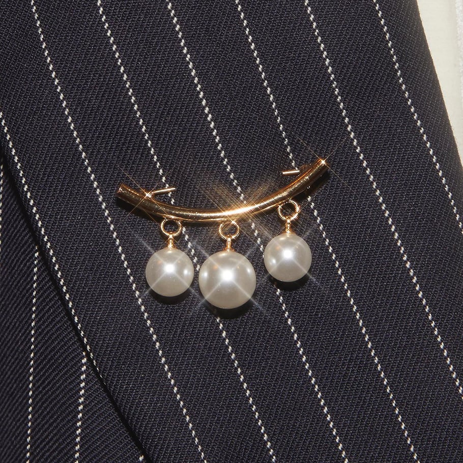 1 Pair Simple Series Elegant Geometric Stainless Steel 18K Gold Plated Artificial Pearl Women Brooches Picture2