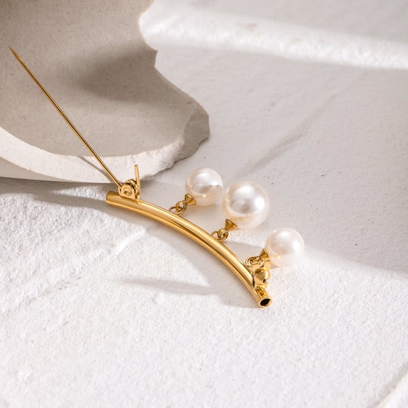 Broche de mujer de acero inoxidable color dorado con forma geométrica de estilo elegante y lujoso de 1 pieza
