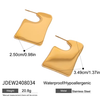 1 Pair Simple Series Simple Solid Color Stainless Steel 18K Gold Plated Women Stud Earrings h5 