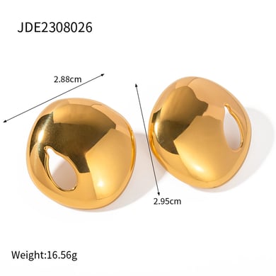 1 Pair Simple Series Casual Geometric Stainless Steel 18K Gold Plated Women Stud Earrings h5 