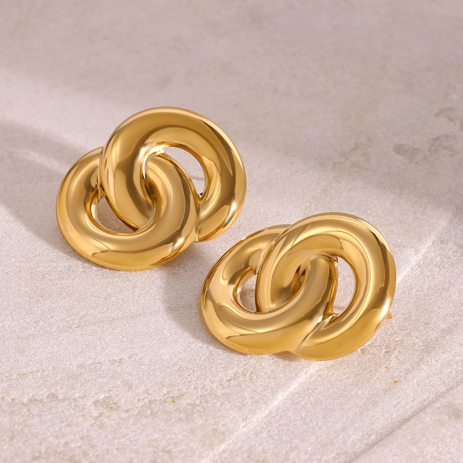 1 Paar Simple Series Retro Geometrische Edelstahl 18K vergoldet Damen Ohrstecker Bild2