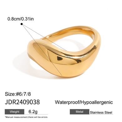 1 Pair Simple Series Daily Geometric Stainless Steel 18K Gold Plated Women Single Rings h5 